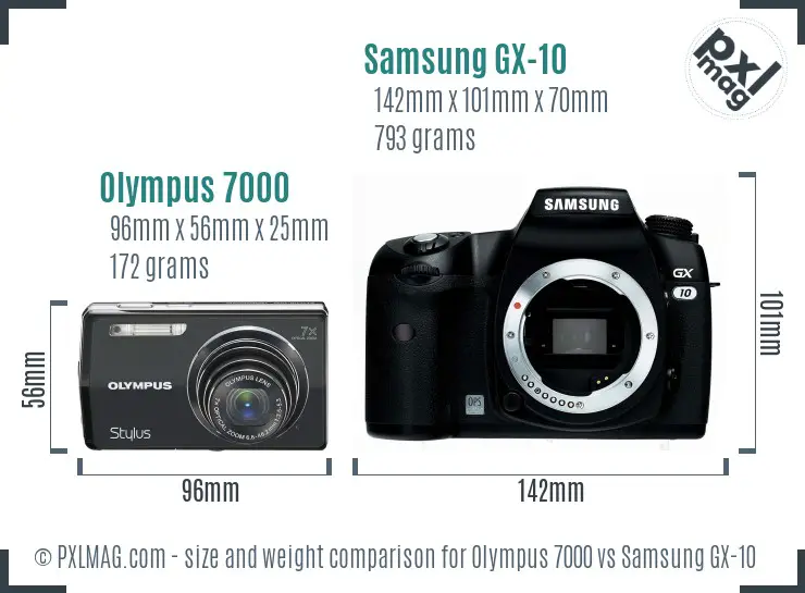 Olympus 7000 vs Samsung GX-10 size comparison Olympus 7000 vs Samsung GX-10 size comparison