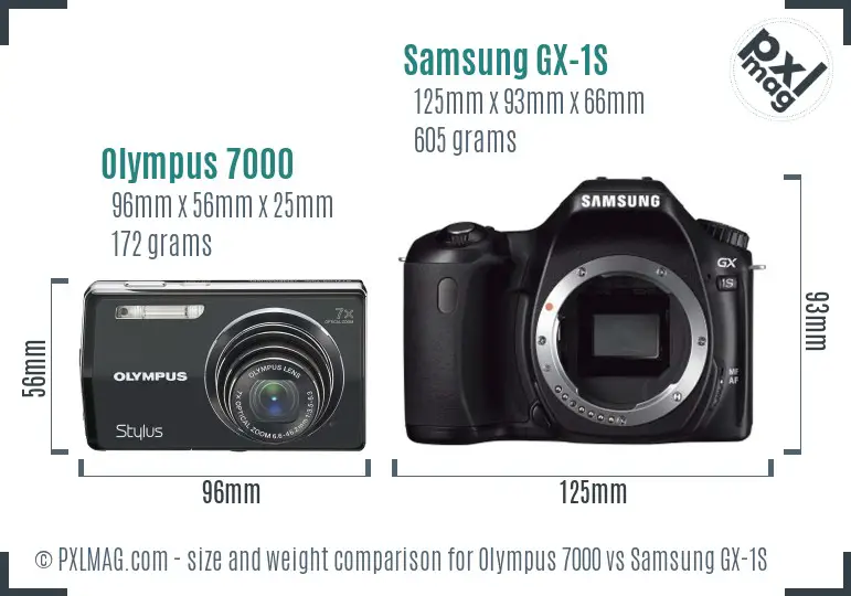 Olympus 7000 vs Samsung GX-1S size comparison