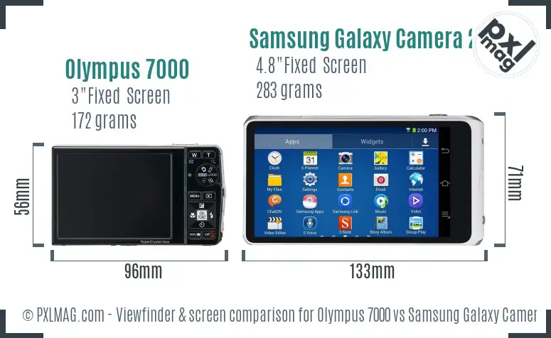 Olympus 7000 vs Samsung Galaxy Camera 2 Screen and Viewfinder comparison