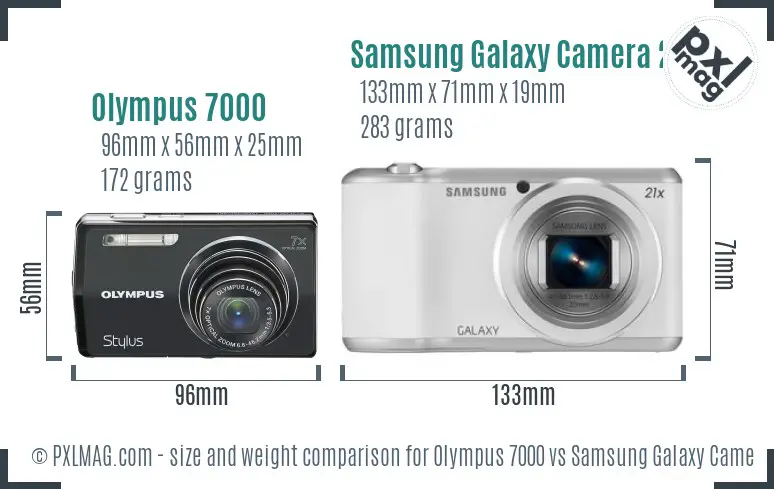 Olympus 7000 vs Samsung Galaxy Camera 2 size comparison