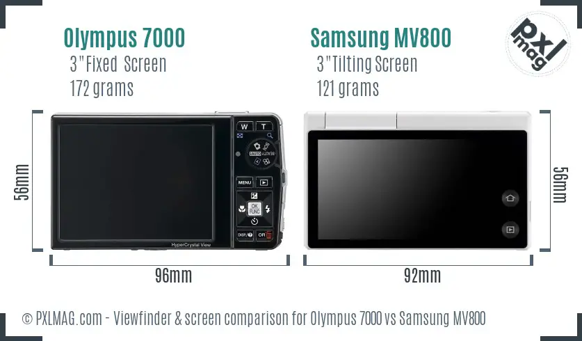 Olympus 7000 vs Samsung MV800 Screen and Viewfinder comparison