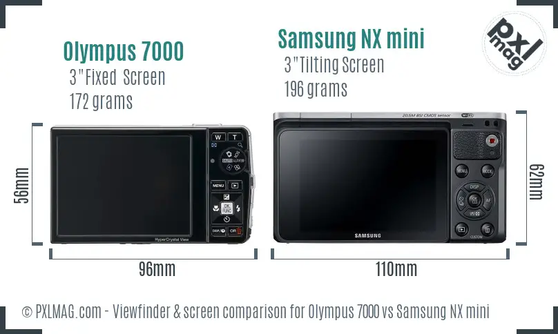 Olympus 7000 vs Samsung NX mini Screen and Viewfinder comparison