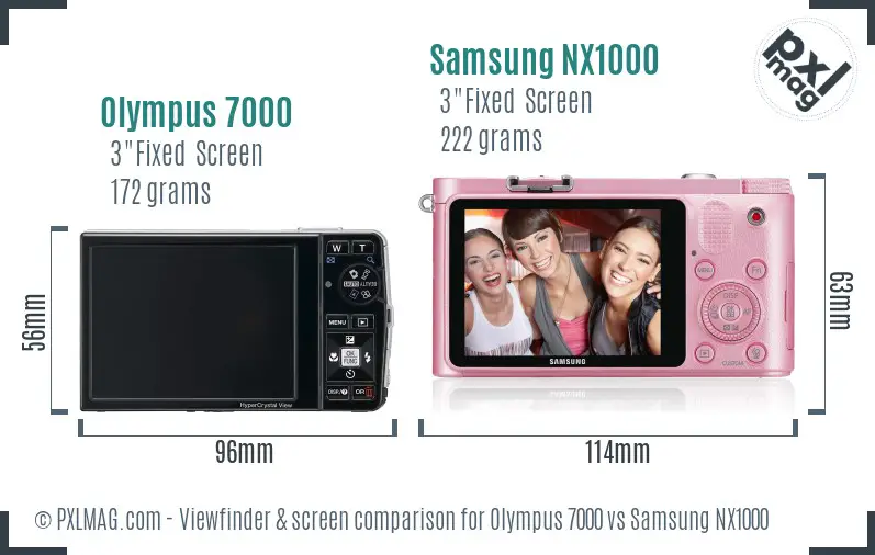 Olympus 7000 vs Samsung NX1000 Screen and Viewfinder comparison Olympus 7000 vs Samsung NX1000 Screen and Viewfinder comparison