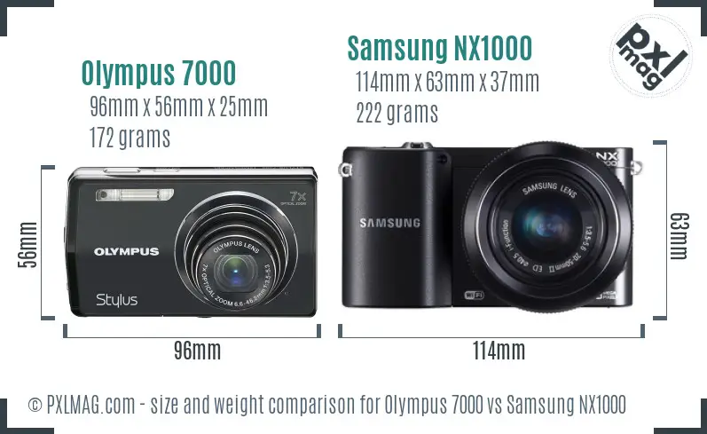 Olympus 7000 vs Samsung NX1000 size comparison Olympus 7000 vs Samsung NX1000 size comparison
