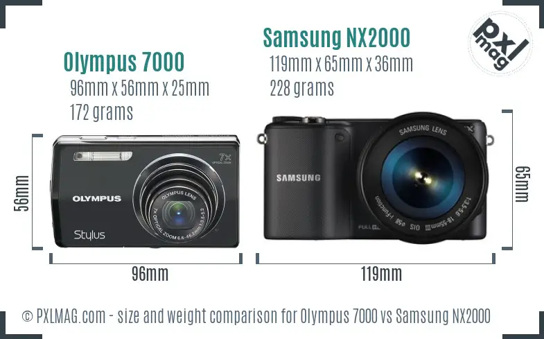 Olympus 7000 vs Samsung NX2000 size comparison