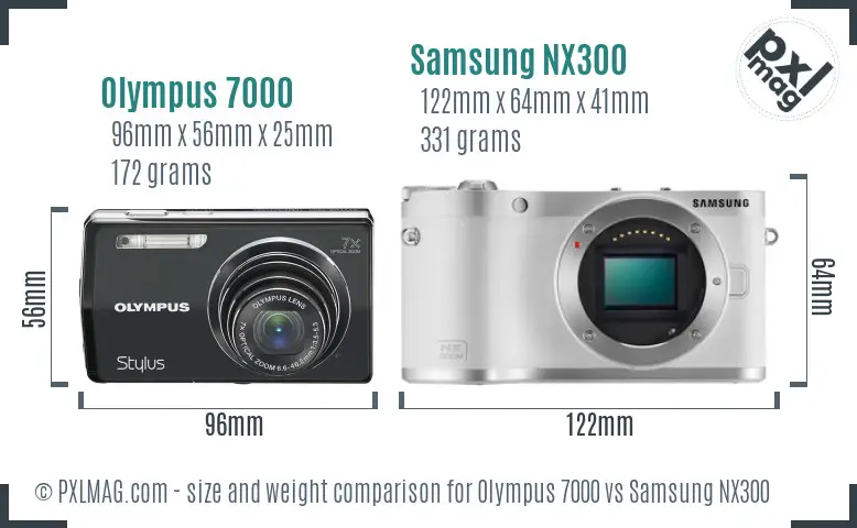 Olympus 7000 vs Samsung NX300 size comparison