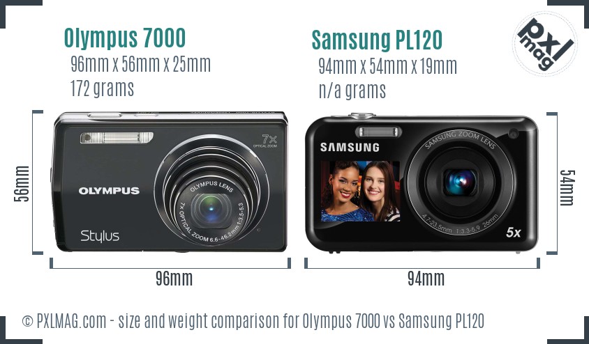 Olympus 7000 vs Samsung PL120 size comparison