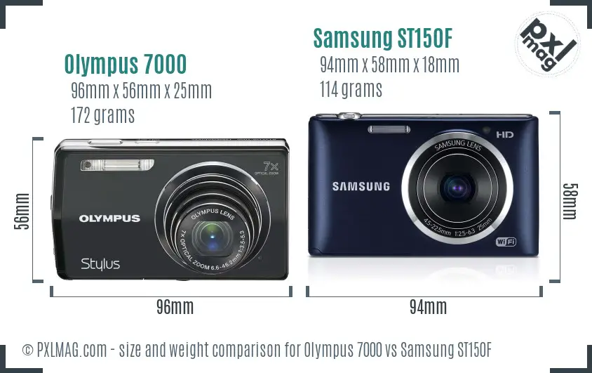 Olympus 7000 vs Samsung ST150F size comparison