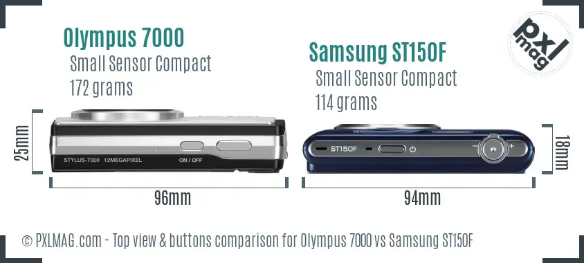 Olympus 7000 vs Samsung ST150F top view buttons comparison