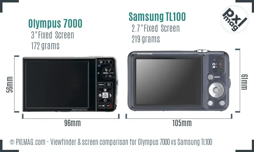 Olympus 7000 vs Samsung TL100 Screen and Viewfinder comparison