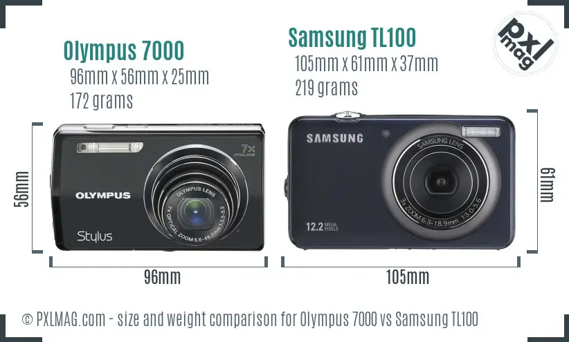 Olympus 7000 vs Samsung TL100 size comparison