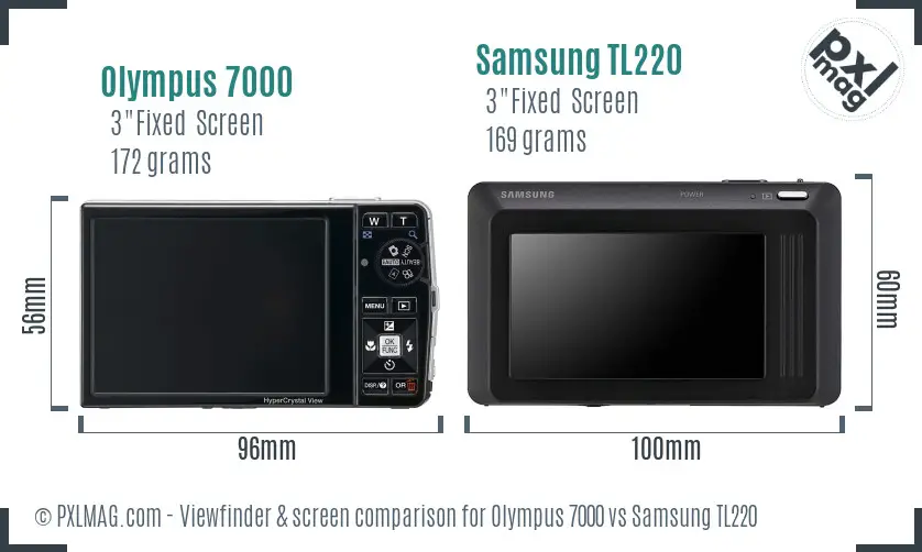 Olympus 7000 vs Samsung TL220 Screen and Viewfinder comparison