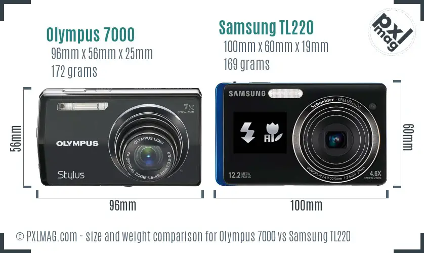 Olympus 7000 vs Samsung TL220 size comparison