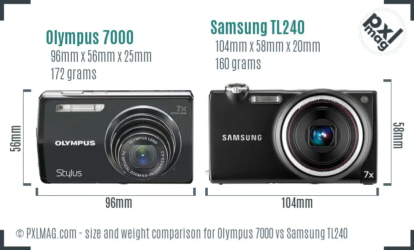 Olympus 7000 vs Samsung TL240 size comparison