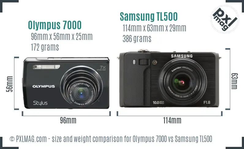 Olympus 7000 vs Samsung TL500 size comparison Olympus 7000 vs Samsung TL500 size comparison