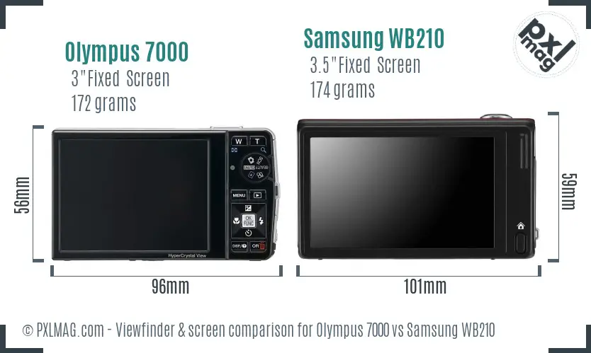 Olympus 7000 vs Samsung WB210 Screen and Viewfinder comparison Olympus 7000 vs Samsung WB210 Screen and Viewfinder comparison