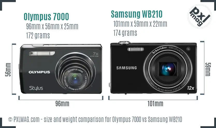 Olympus 7000 vs Samsung WB210 size comparison Olympus 7000 vs Samsung WB210 size comparison