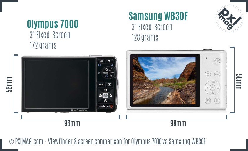 Olympus 7000 vs Samsung WB30F Screen and Viewfinder comparison