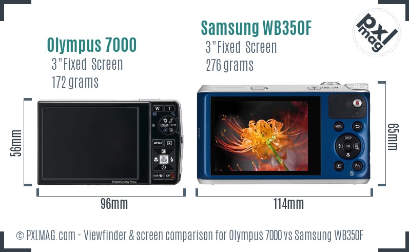 Olympus 7000 vs Samsung WB350F Screen and Viewfinder comparison