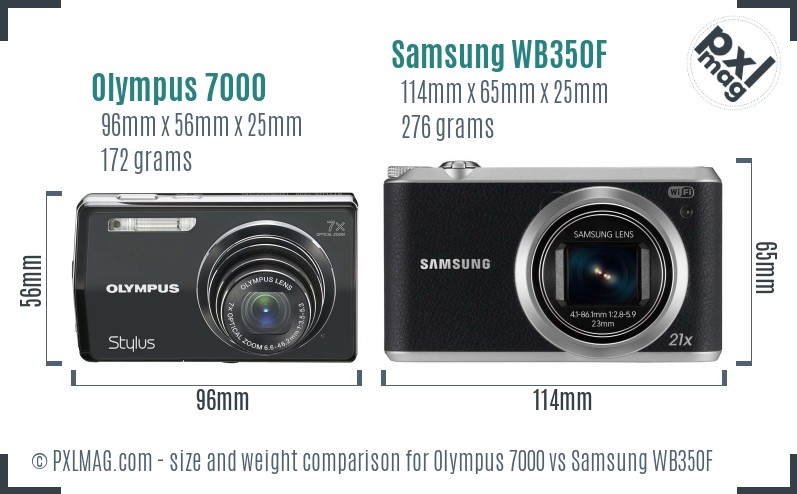 Olympus 7000 vs Samsung WB350F size comparison