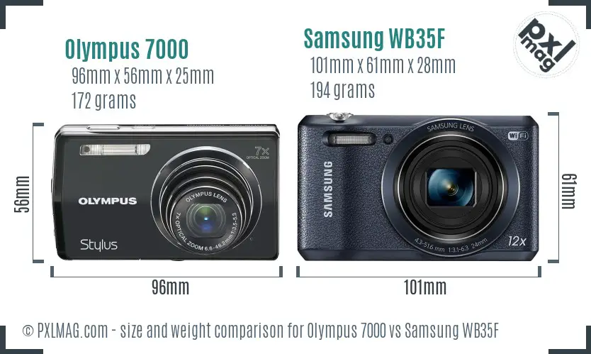 Olympus 7000 vs Samsung WB35F size comparison