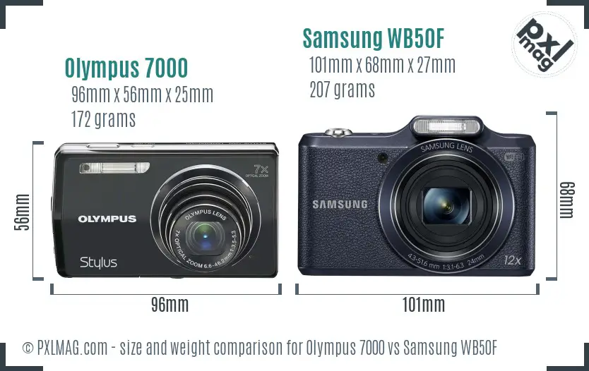 Olympus 7000 vs Samsung WB50F size comparison Olympus 7000 vs Samsung WB50F size comparison