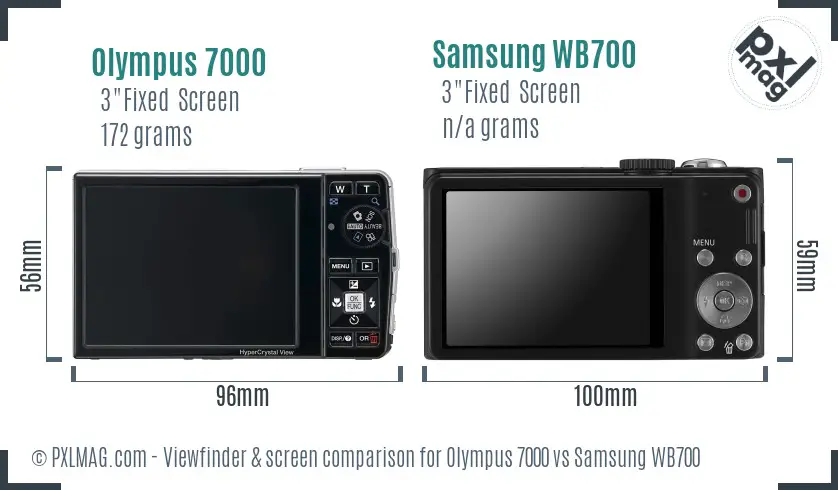 Olympus 7000 vs Samsung WB700 Screen and Viewfinder comparison Olympus 7000 vs Samsung WB700 Screen and Viewfinder comparison