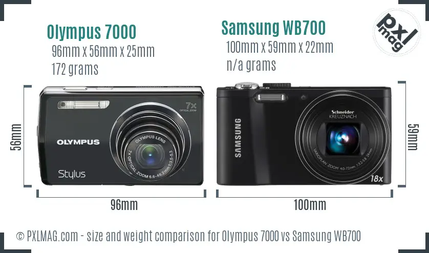 Olympus 7000 vs Samsung WB700 size comparison Olympus 7000 vs Samsung WB700 size comparison
