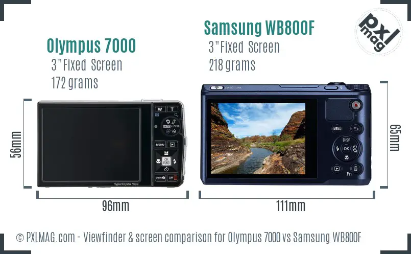 Olympus 7000 vs Samsung WB800F Screen and Viewfinder comparison