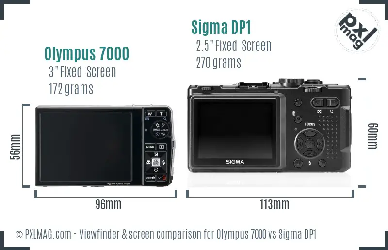 Olympus 7000 vs Sigma DP1 Screen and Viewfinder comparison