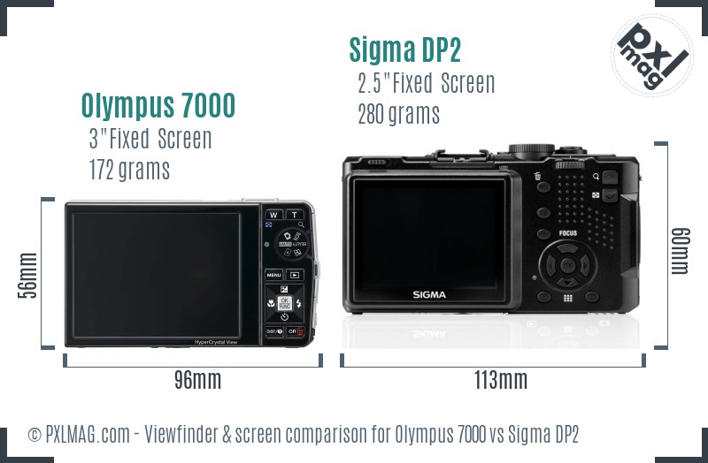 Olympus 7000 vs Sigma DP2 Screen and Viewfinder comparison