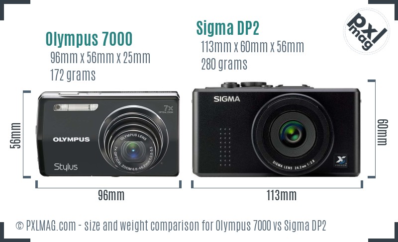 Olympus 7000 vs Sigma DP2 size comparison
