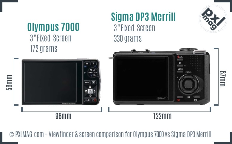 Olympus 7000 vs Sigma DP3 Merrill Screen and Viewfinder comparison