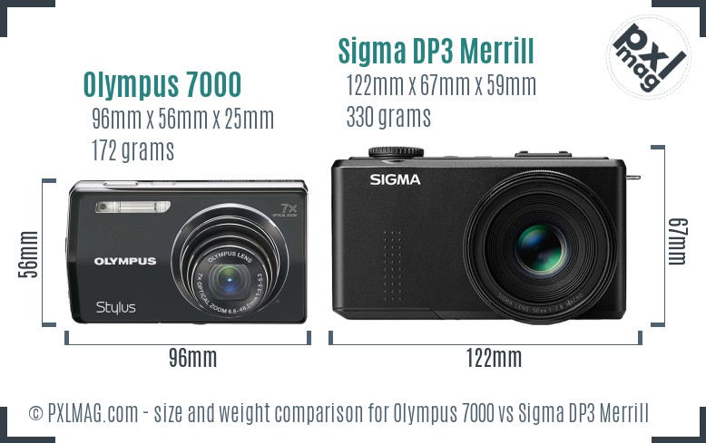 Olympus 7000 vs Sigma DP3 Merrill size comparison Olympus 7000 vs Sigma DP3 Merrill size comparison
