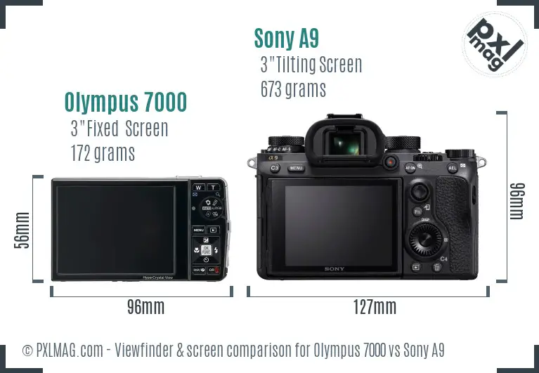 Olympus 7000 vs Sony A9 Screen and Viewfinder comparison
