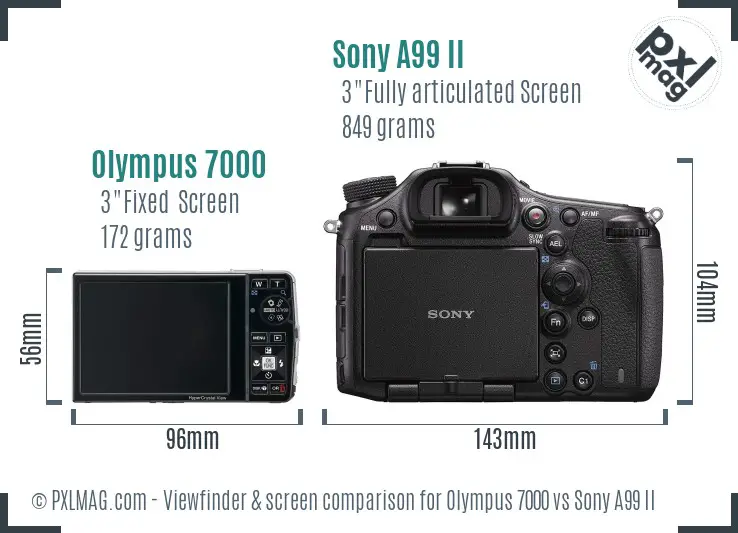 Olympus 7000 vs Sony A99 II Screen and Viewfinder comparison