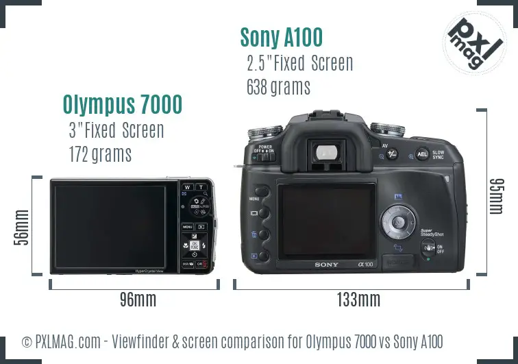 Olympus 7000 vs Sony A100 Screen and Viewfinder comparison
