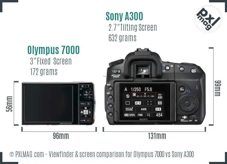 Olympus 7000 vs Sony A300 Screen and Viewfinder comparison