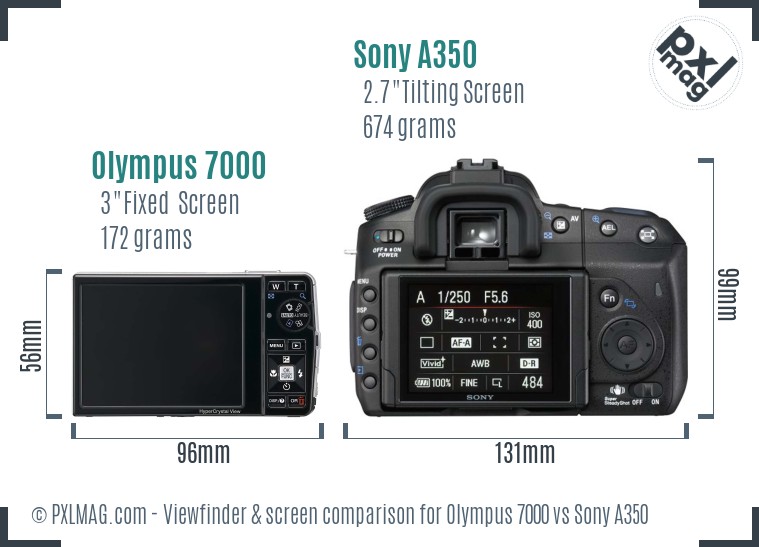 Olympus 7000 vs Sony A350 Screen and Viewfinder comparison