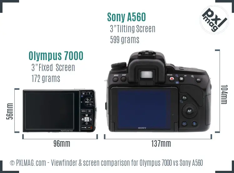 Olympus 7000 vs Sony A560 Screen and Viewfinder comparison