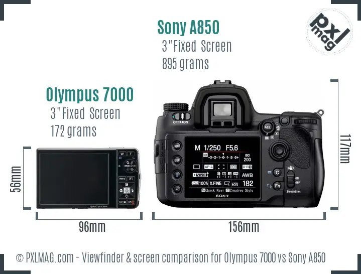 Olympus 7000 vs Sony A850 Screen and Viewfinder comparison