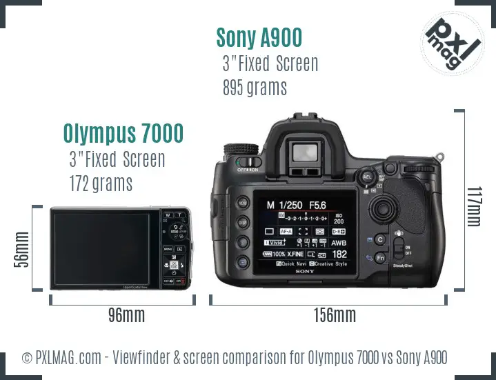 Olympus 7000 vs Sony A900 Screen and Viewfinder comparison