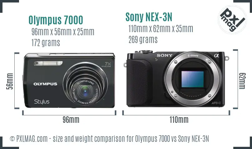 Olympus 7000 vs Sony NEX-3N size comparison