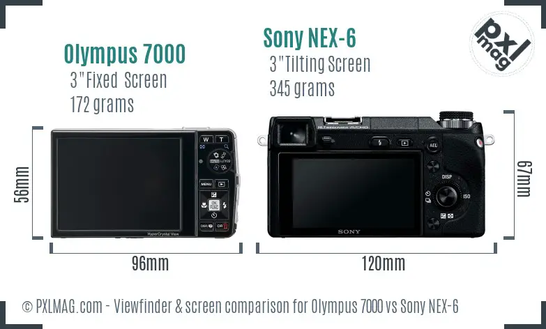Olympus 7000 vs Sony NEX-6 Screen and Viewfinder comparison