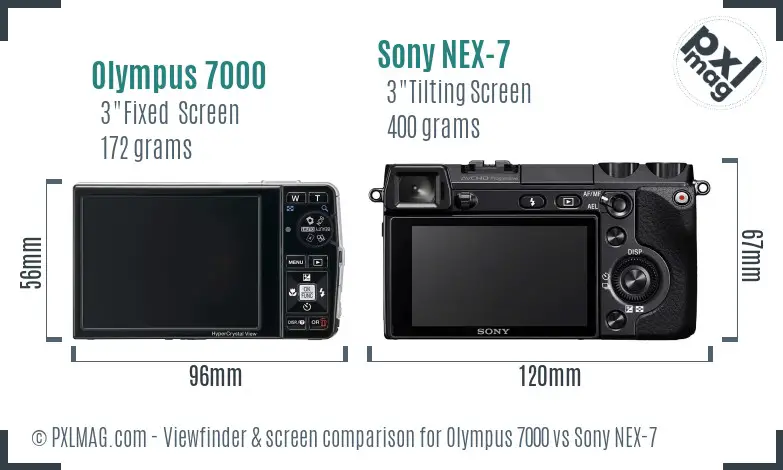 Olympus 7000 vs Sony NEX-7 Screen and Viewfinder comparison Olympus 7000 vs Sony NEX-7 Screen and Viewfinder comparison