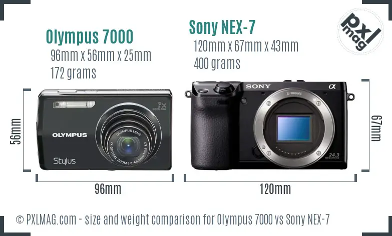 Olympus 7000 vs Sony NEX-7 size comparison Olympus 7000 vs Sony NEX-7 size comparison