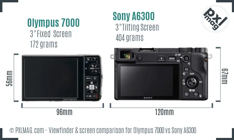 Olympus 7000 vs Sony A6300 Screen and Viewfinder comparison Olympus 7000 vs Sony A6300 Screen and Viewfinder comparison