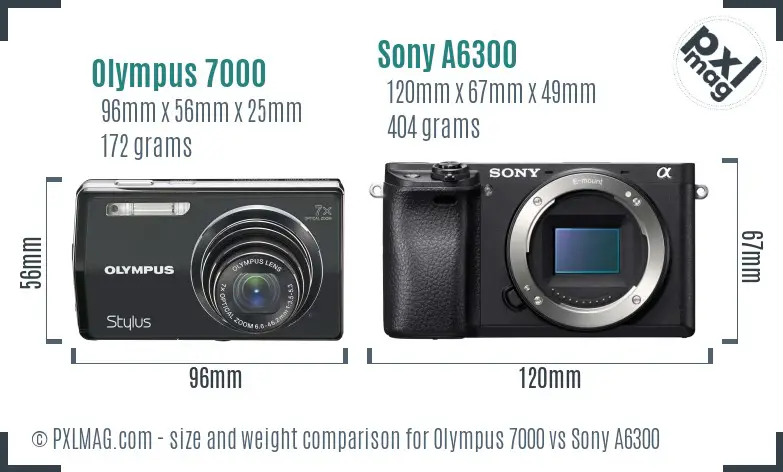 Olympus 7000 vs Sony A6300 size comparison Olympus 7000 vs Sony A6300 size comparison