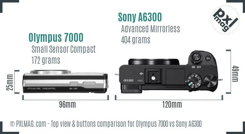 Olympus 7000 vs Sony A6300 top view buttons comparison Olympus 7000 vs Sony A6300 top view buttons comparison