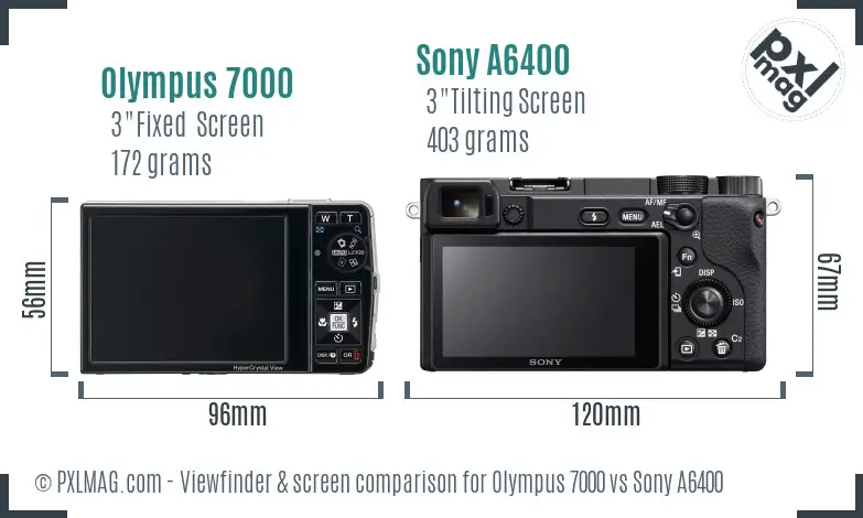 Olympus 7000 vs Sony A6400 Screen and Viewfinder comparison